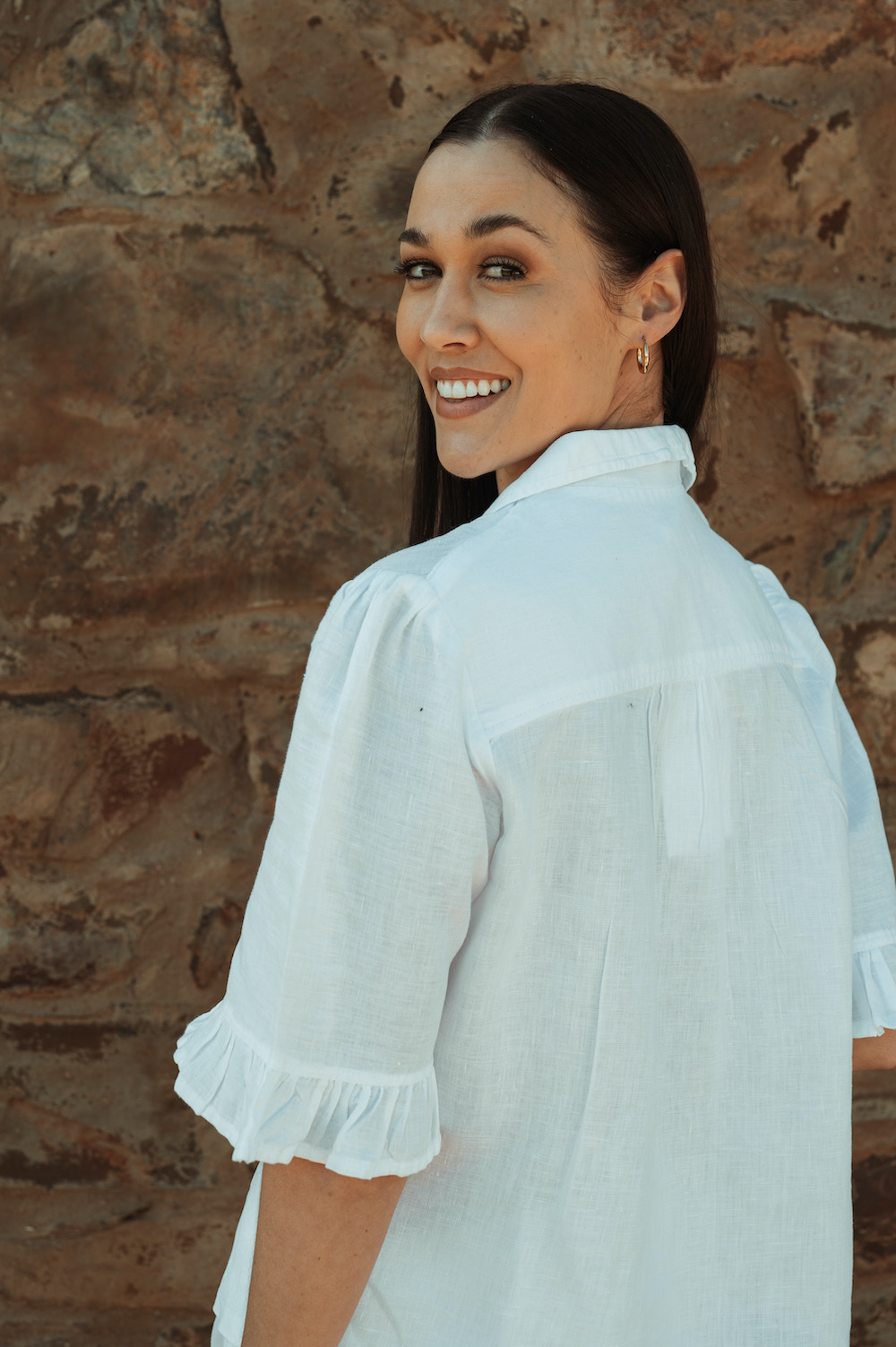 Emma-Less White Linen With Frill